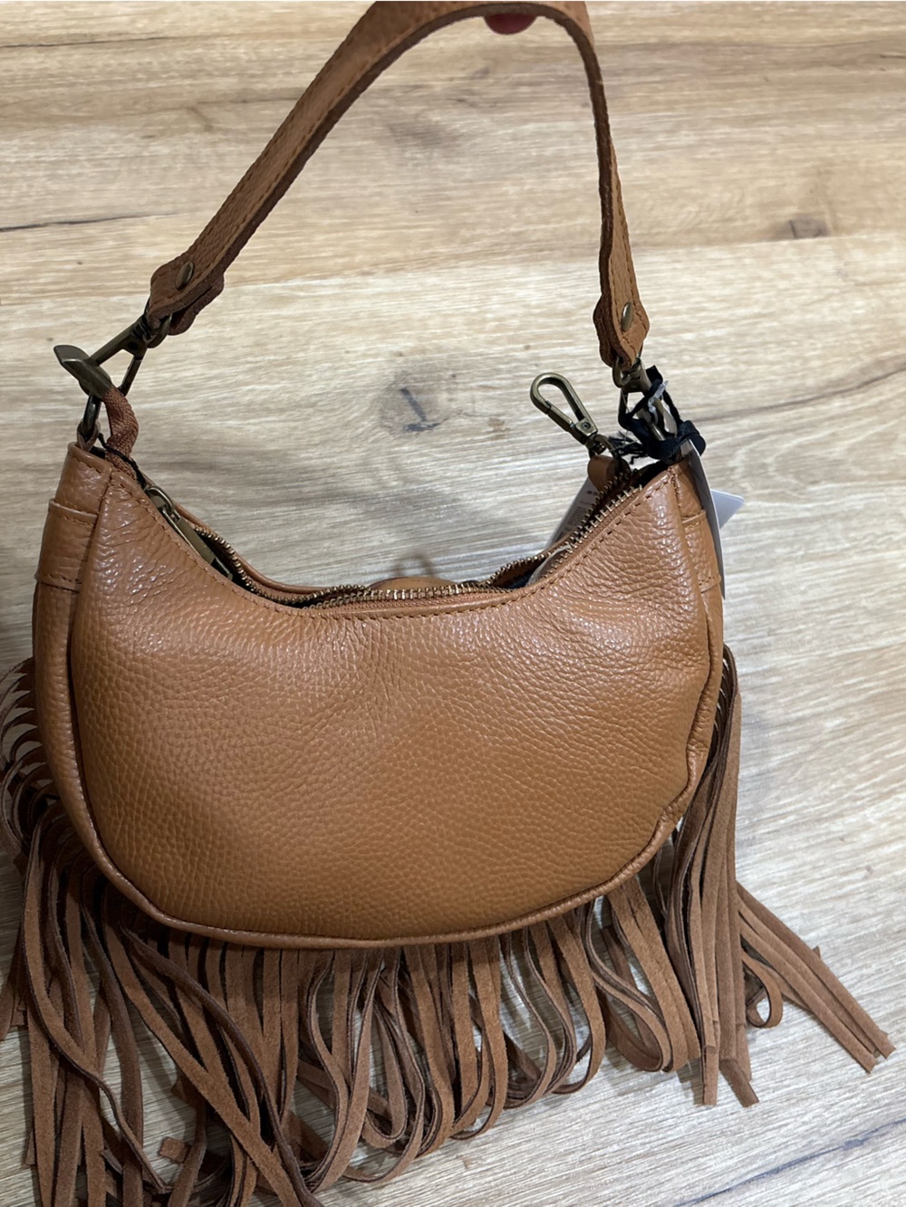 Tan Leather Fringe bohemian western cowgirl  Shoulder Bag detachable. - Picture 9 of 14
